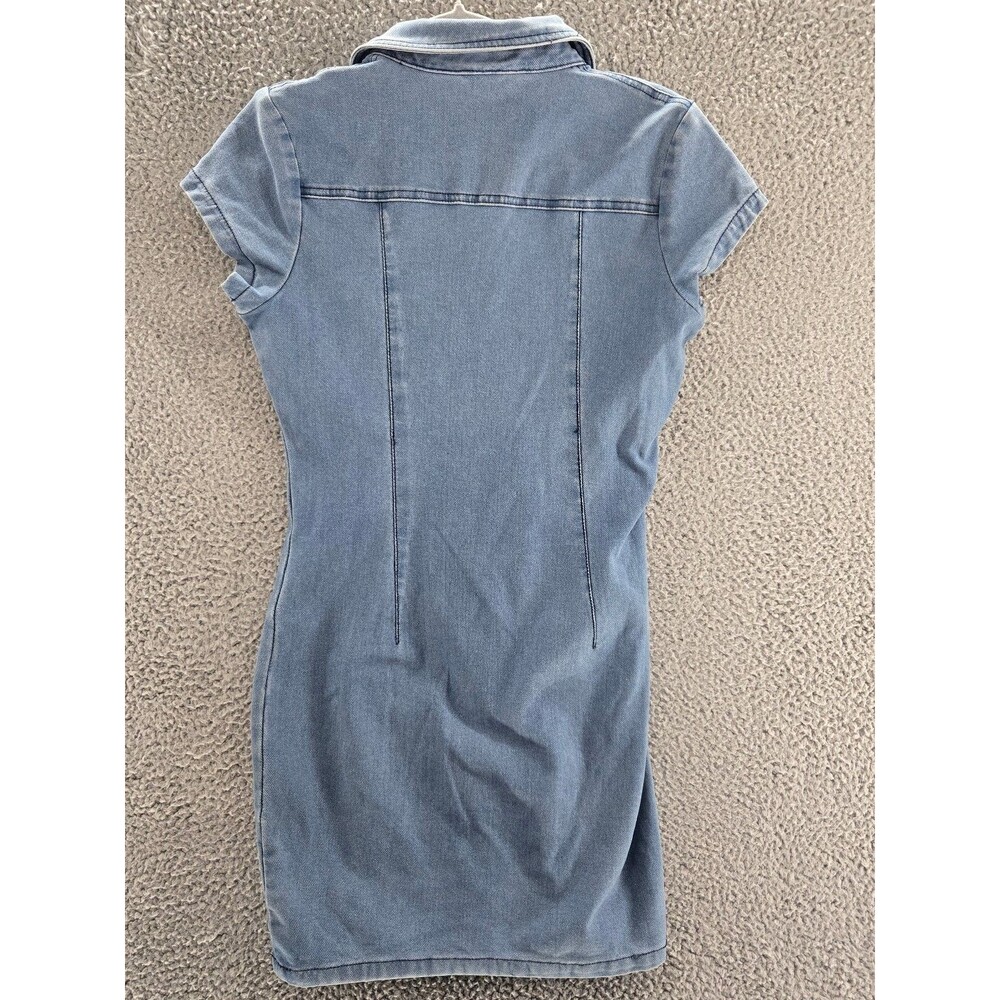 Guess Women's Denim Dress Medium Y2K Vintage Button Front Pocket - Picture 7 of 7